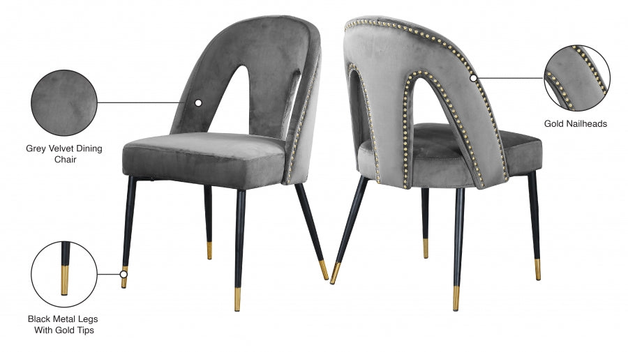 Chaise de salle à manger en velours Akoya
