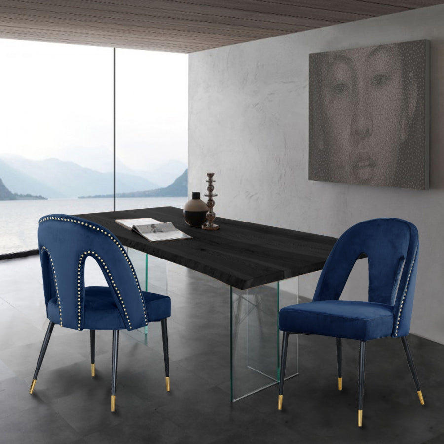 Chaise de salle à manger en velours Akoya