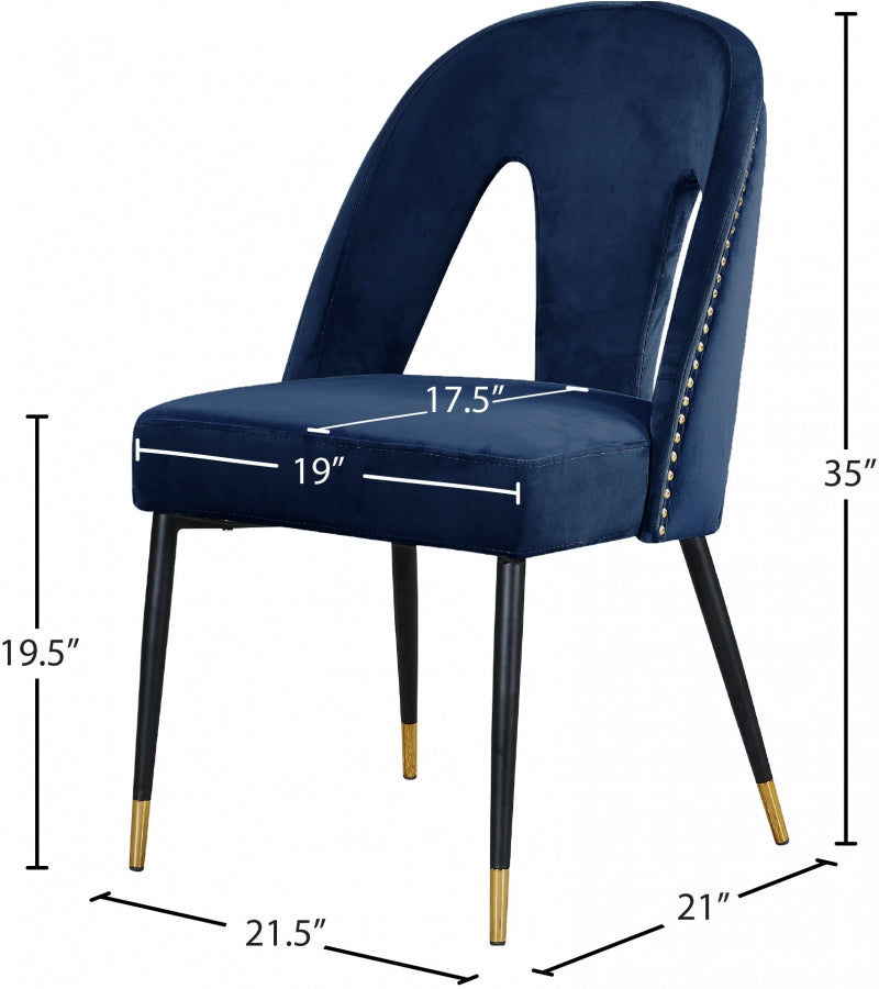 Chaise de salle à manger en velours Akoya