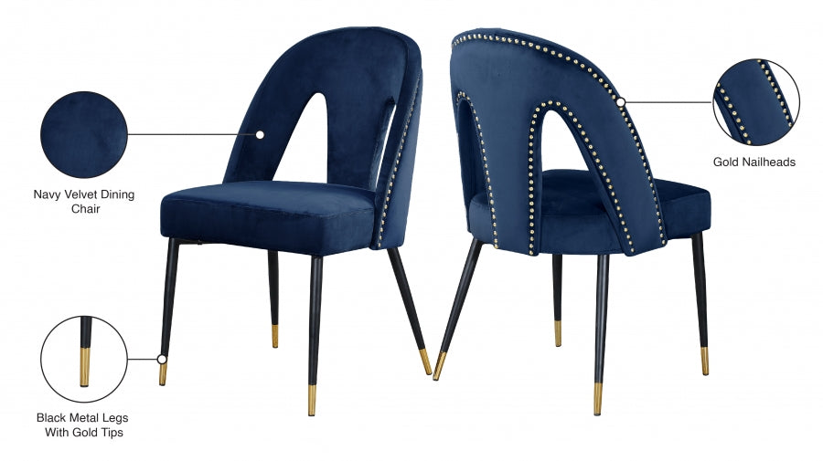 Chaise de salle à manger en velours Akoya