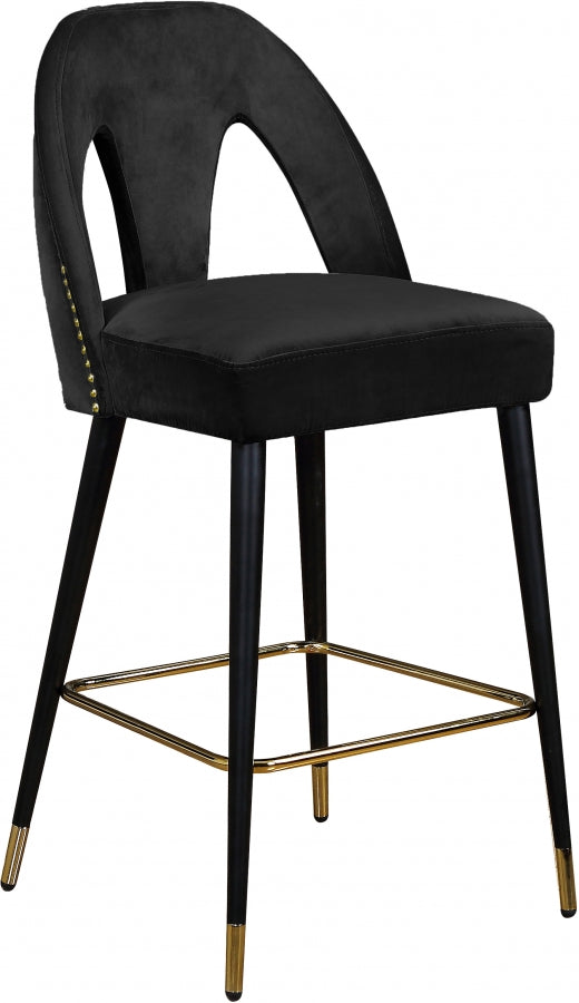 Tabouret de comptoir en velours Akoya