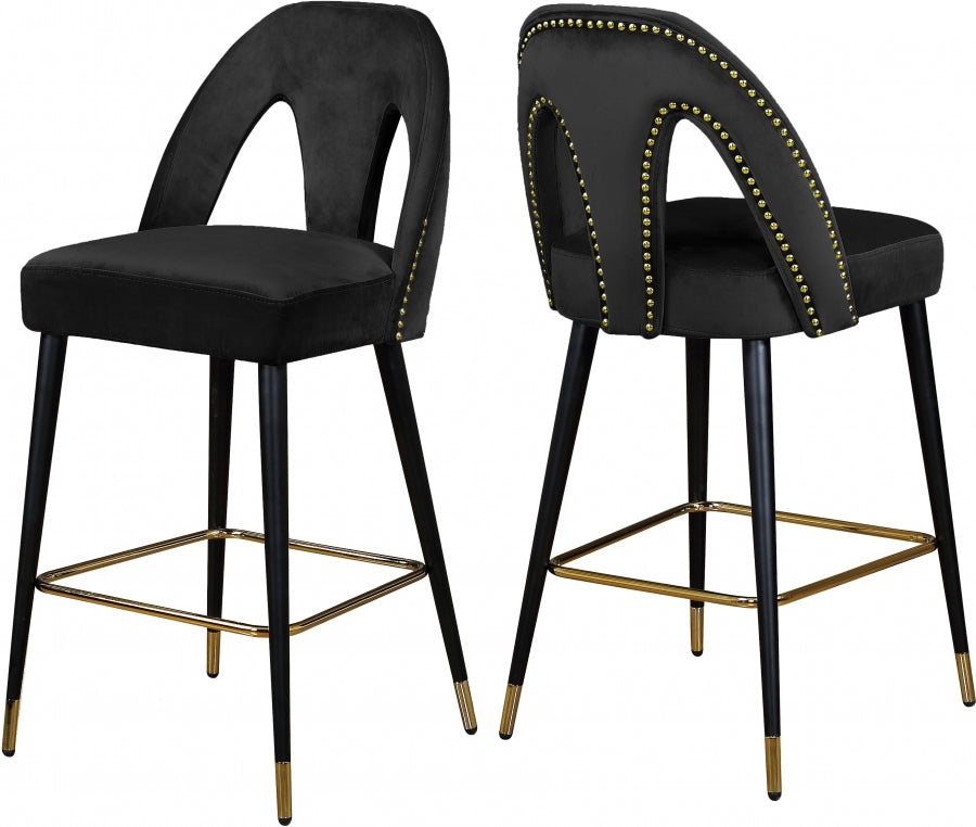 Tabouret de comptoir en velours Akoya