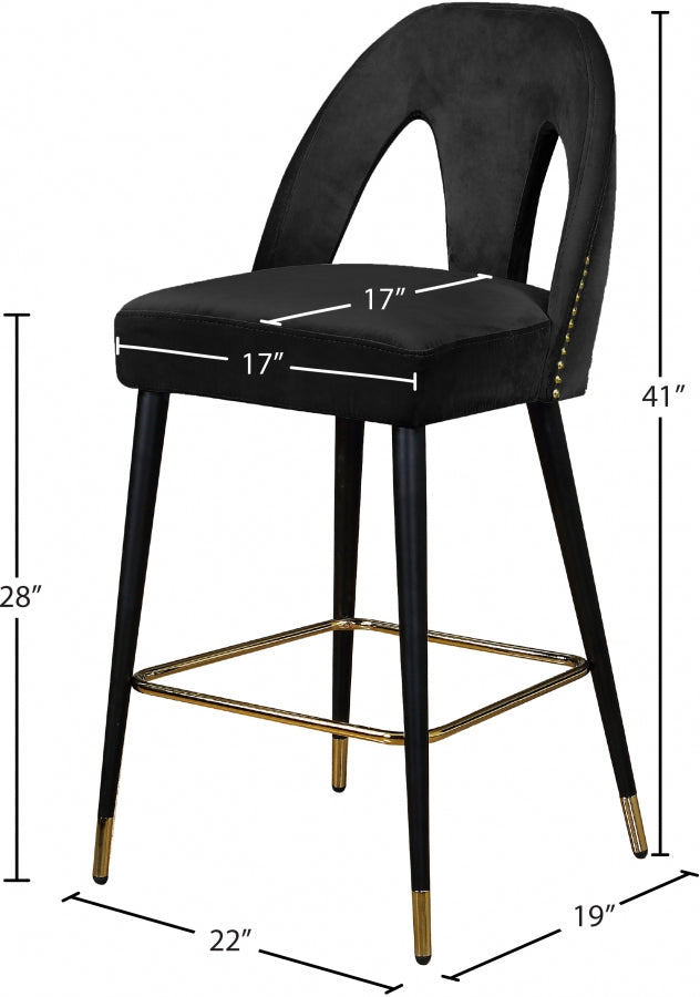 Tabouret de comptoir en velours Akoya