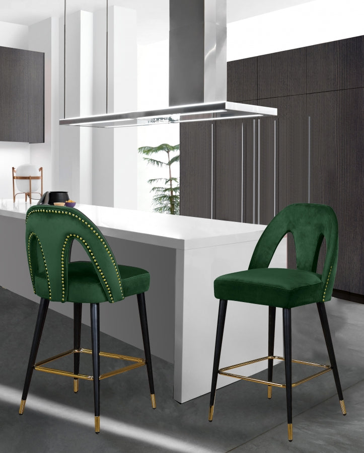 Tabouret de comptoir en velours Akoya