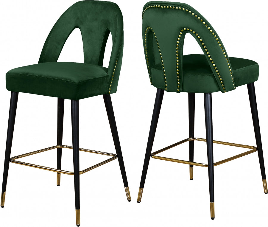Tabouret de comptoir en velours Akoya
