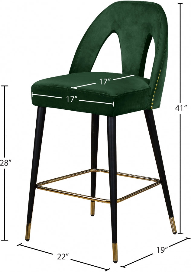 Tabouret de comptoir en velours Akoya