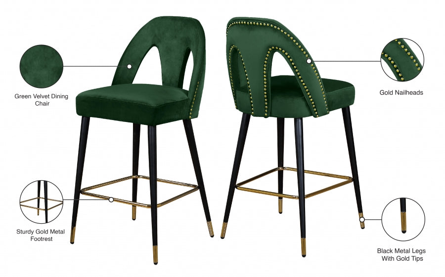 Tabouret de comptoir en velours Akoya