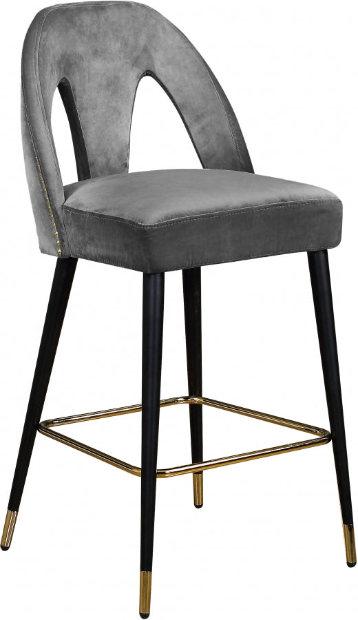 Tabouret de comptoir en velours Akoya
