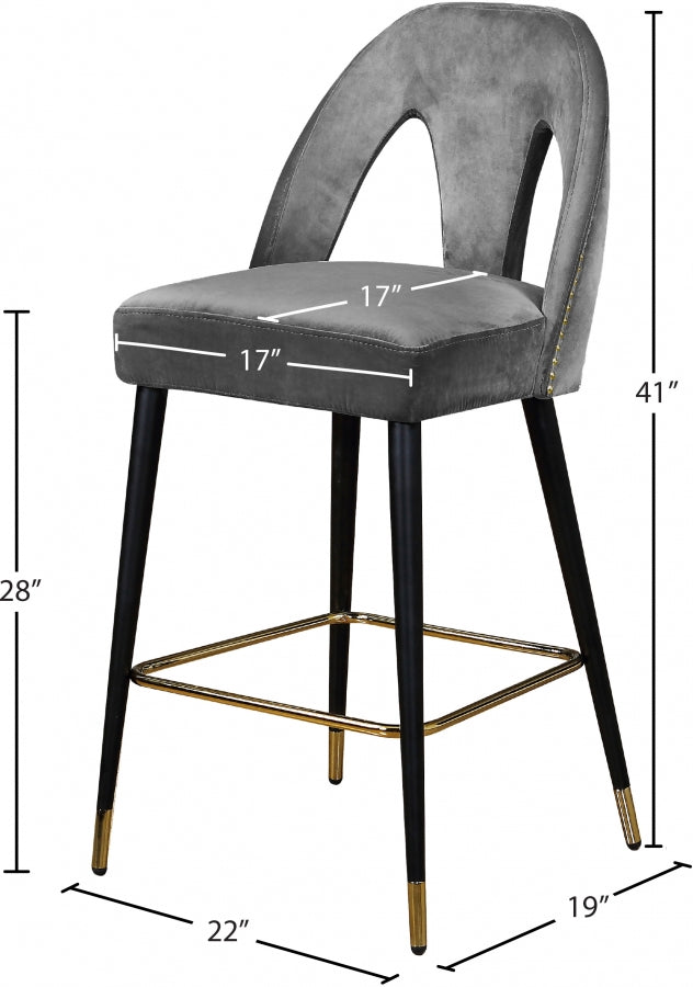 Tabouret de comptoir en velours Akoya