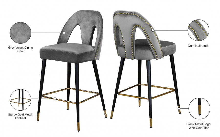 Tabouret de comptoir en velours Akoya