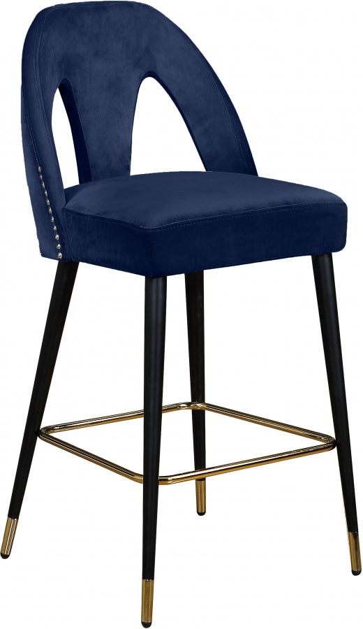 Tabouret de comptoir en velours Akoya