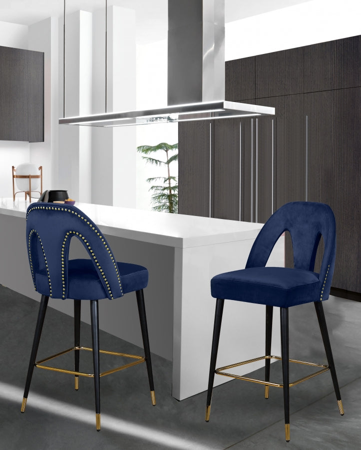 Tabouret de comptoir en velours Akoya