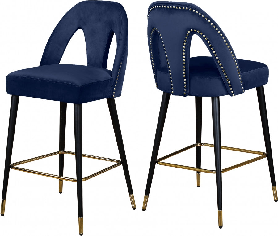 Tabouret de comptoir en velours Akoya