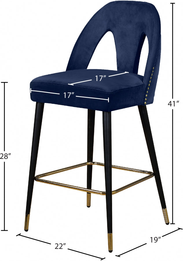 Tabouret de comptoir en velours Akoya