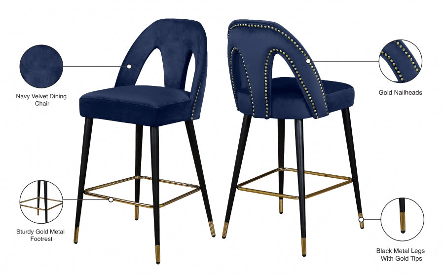 Tabouret de comptoir en velours Akoya