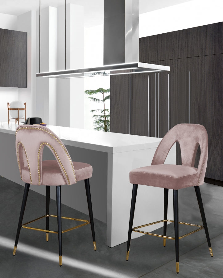 Tabouret de comptoir en velours Akoya