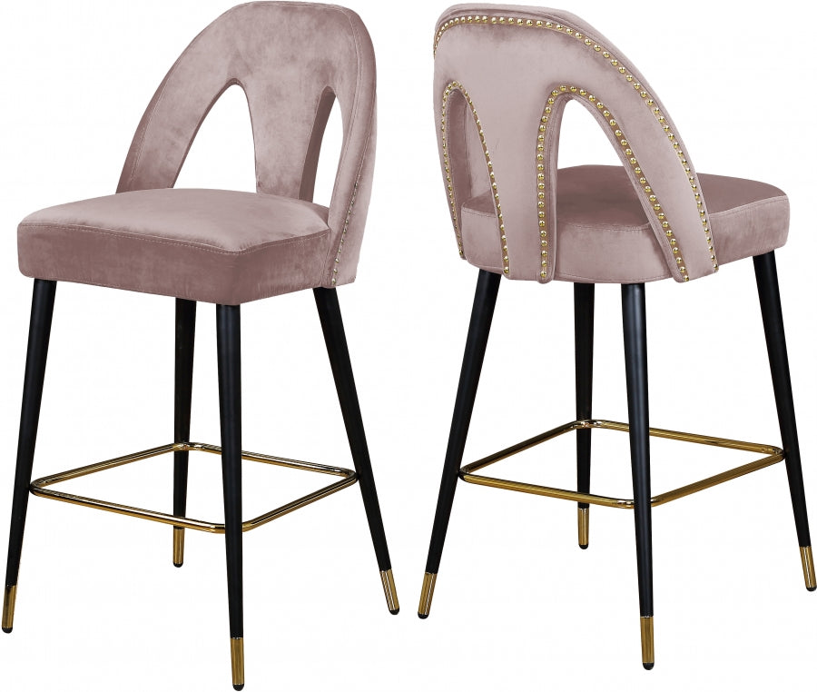 Tabouret de comptoir en velours Akoya