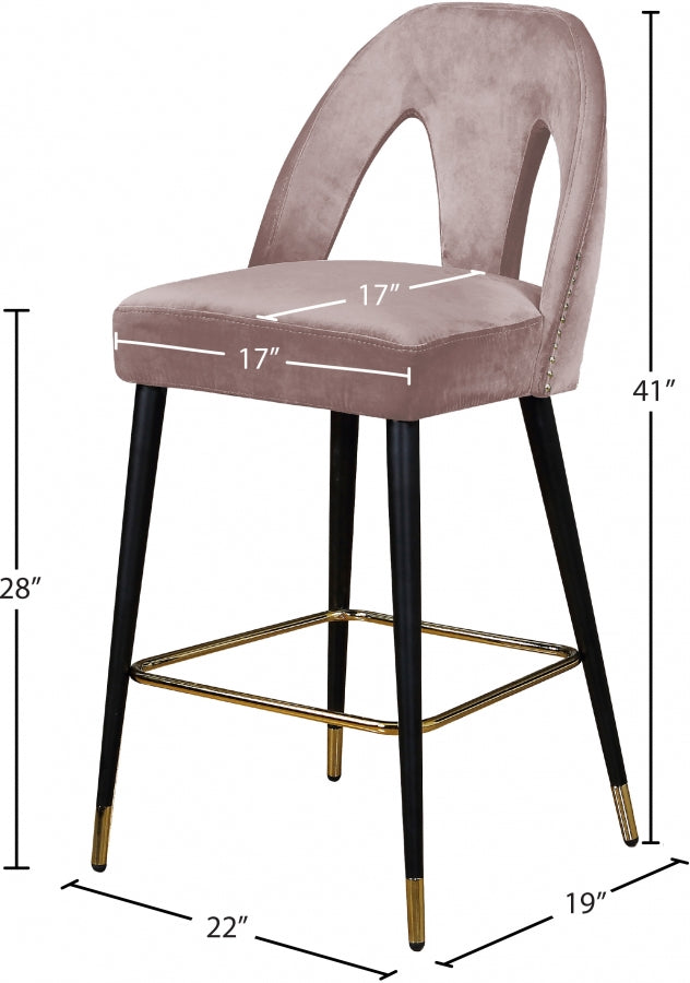 Tabouret de comptoir en velours Akoya