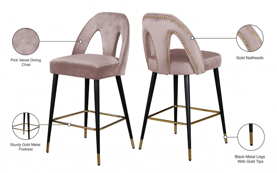 Tabouret de comptoir en velours Akoya