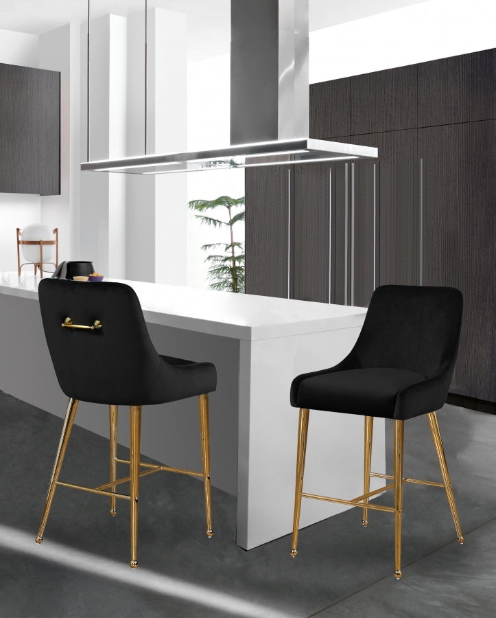 Tabouret de comptoir en velours Owen
