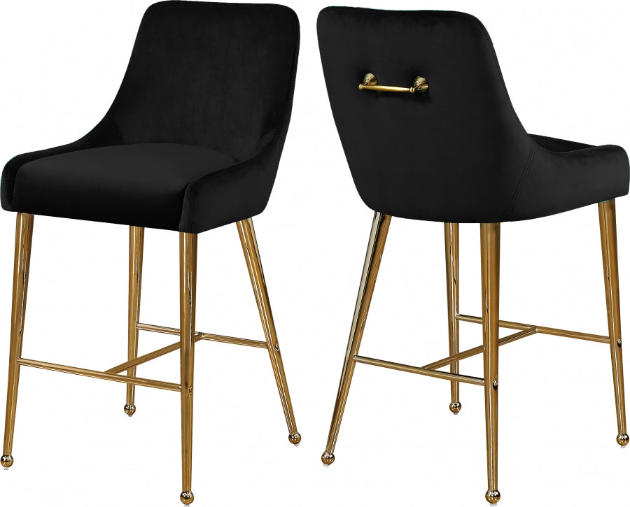 Tabouret de comptoir en velours Owen