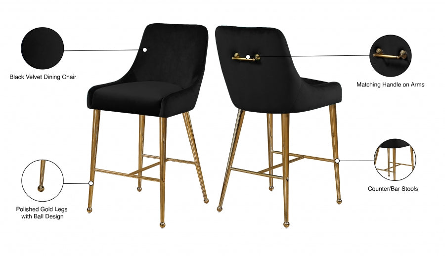 Tabouret de comptoir en velours Owen