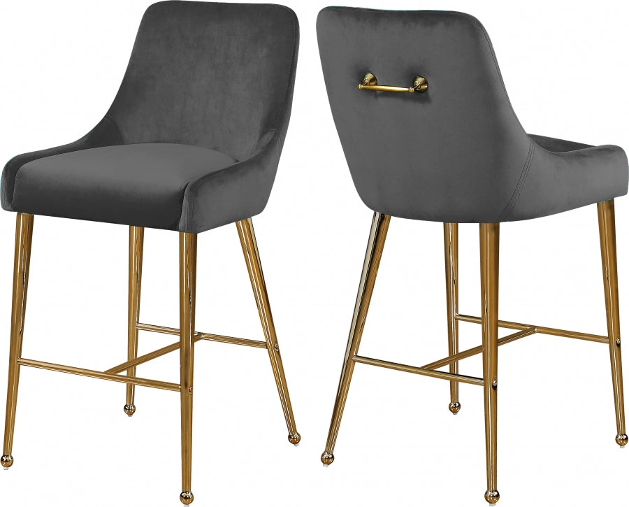 Tabouret de comptoir en velours Owen