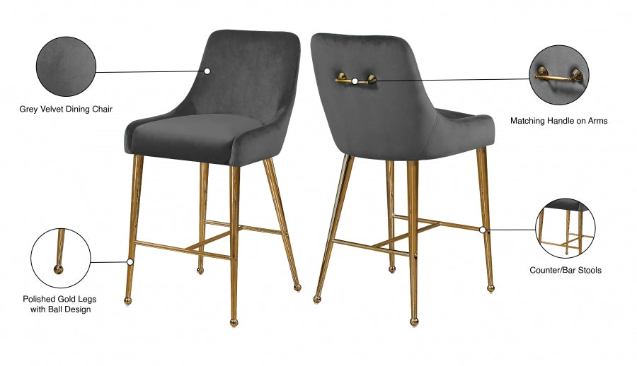 Tabouret de comptoir en velours Owen