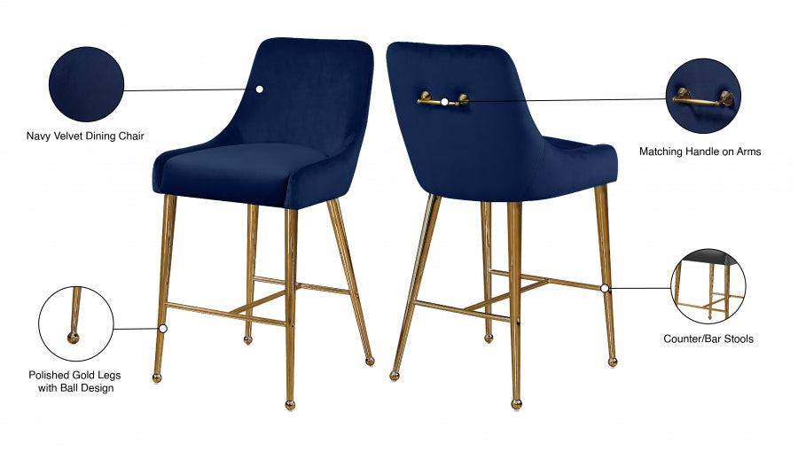 Tabouret de comptoir en velours Owen