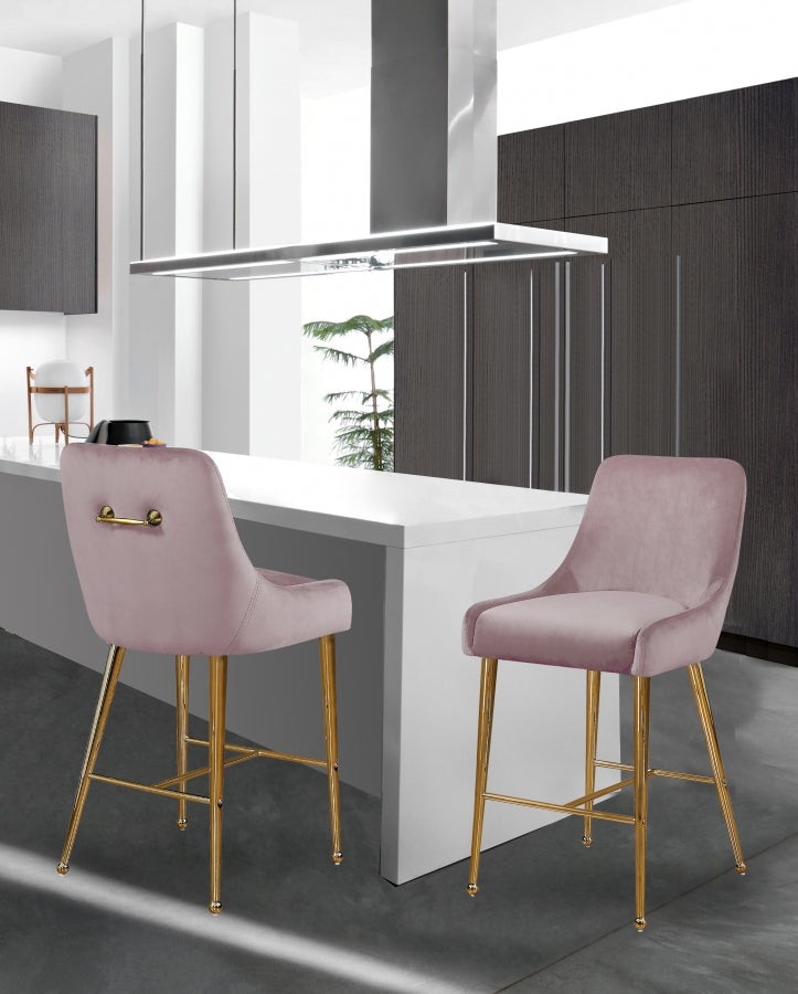 Tabouret de comptoir en velours Owen