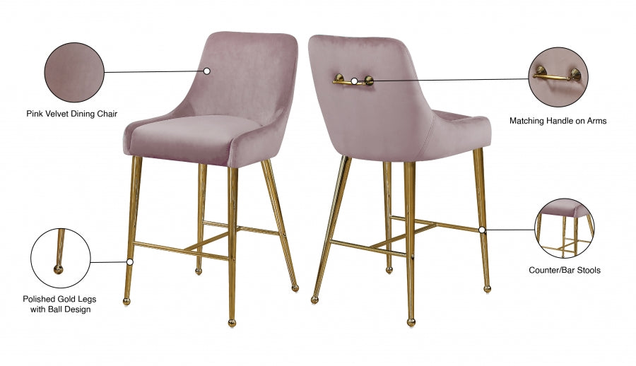 Tabouret de comptoir en velours Owen