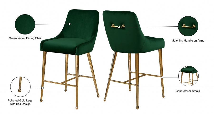 Tabouret de comptoir en velours Owen