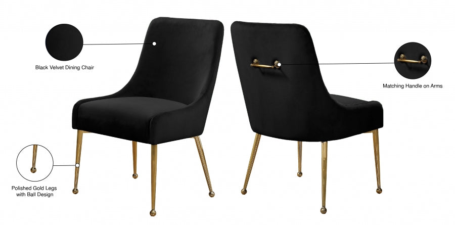 Chaise de salle à manger en velours Owen