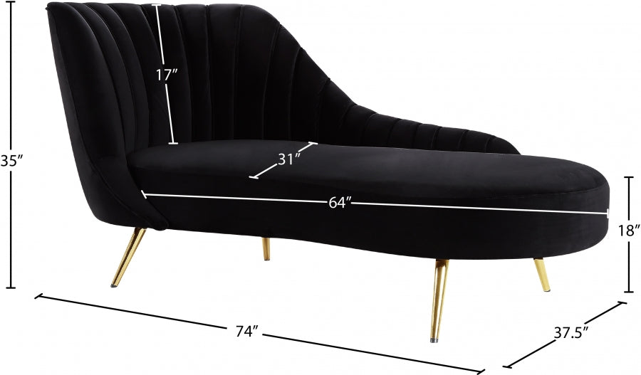 Chaise longue en velours Margo