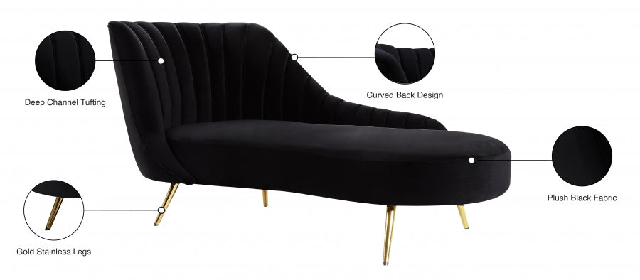 Chaise longue en velours Margo 