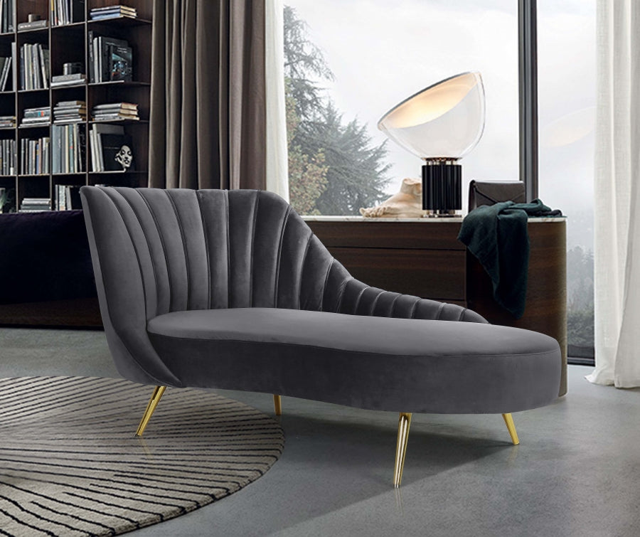 Chaise longue en velours Margo
