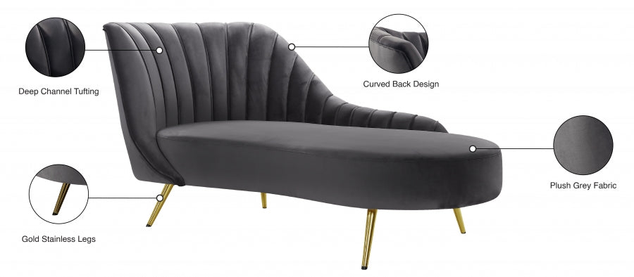 Chaise longue en velours Margo 