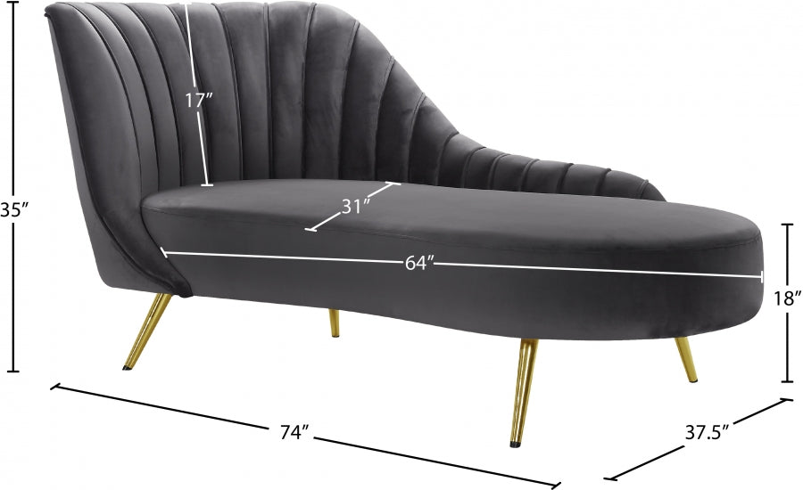 Chaise longue en velours Margo 