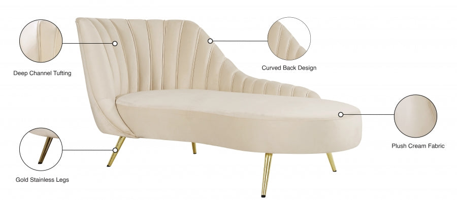 Chaise longue en velours Margo 