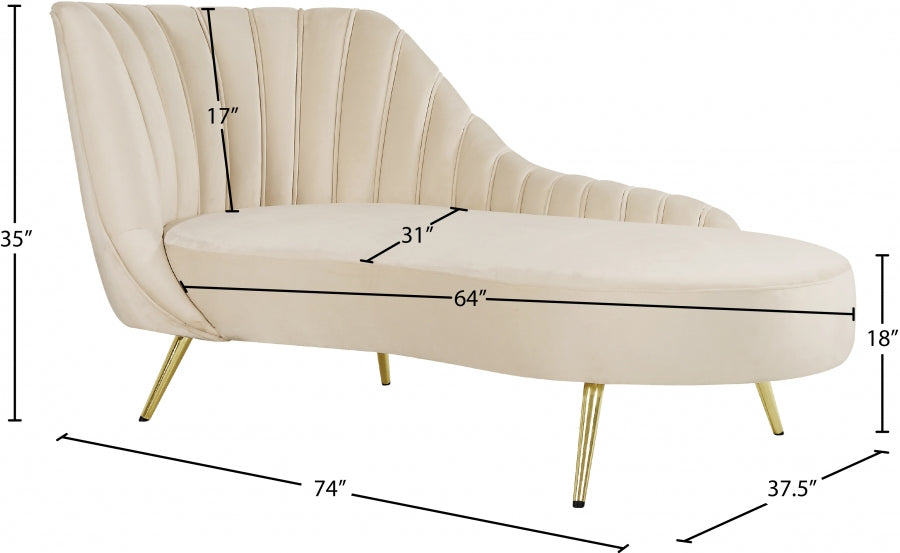 Chaise longue en velours Margo 