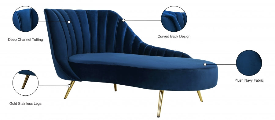 Chaise longue en velours Margo 