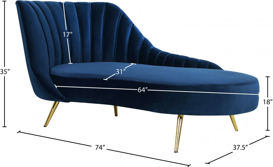 Chaise longue en velours Margo 