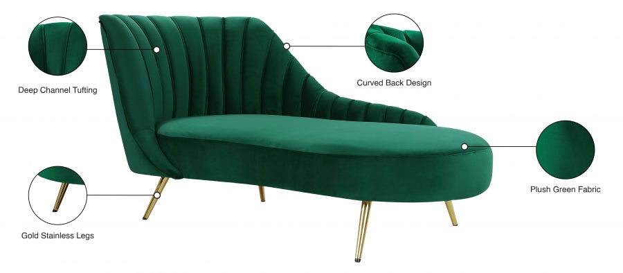 Chaise longue en velours Margo 