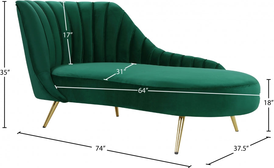 Chaise longue en velours Margo 
