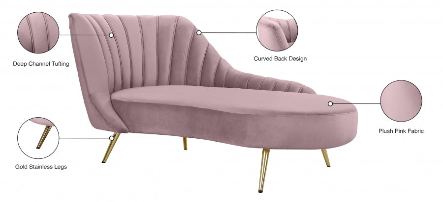 Chaise longue en velours Margo 