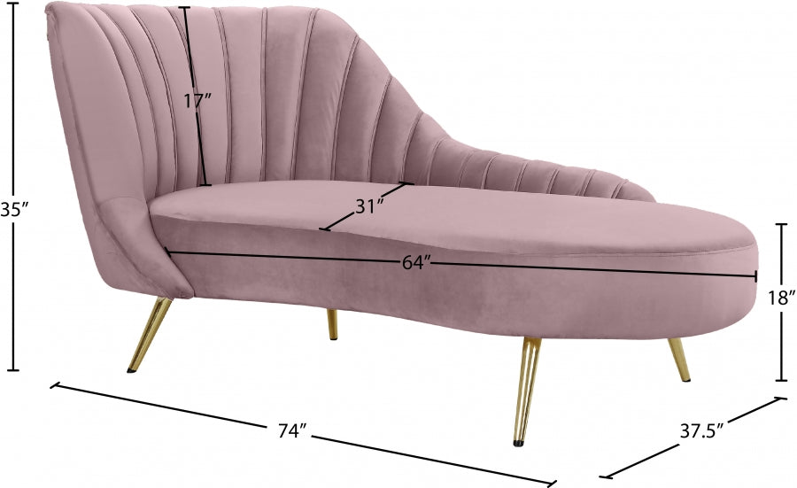 Chaise longue en velours Margo 