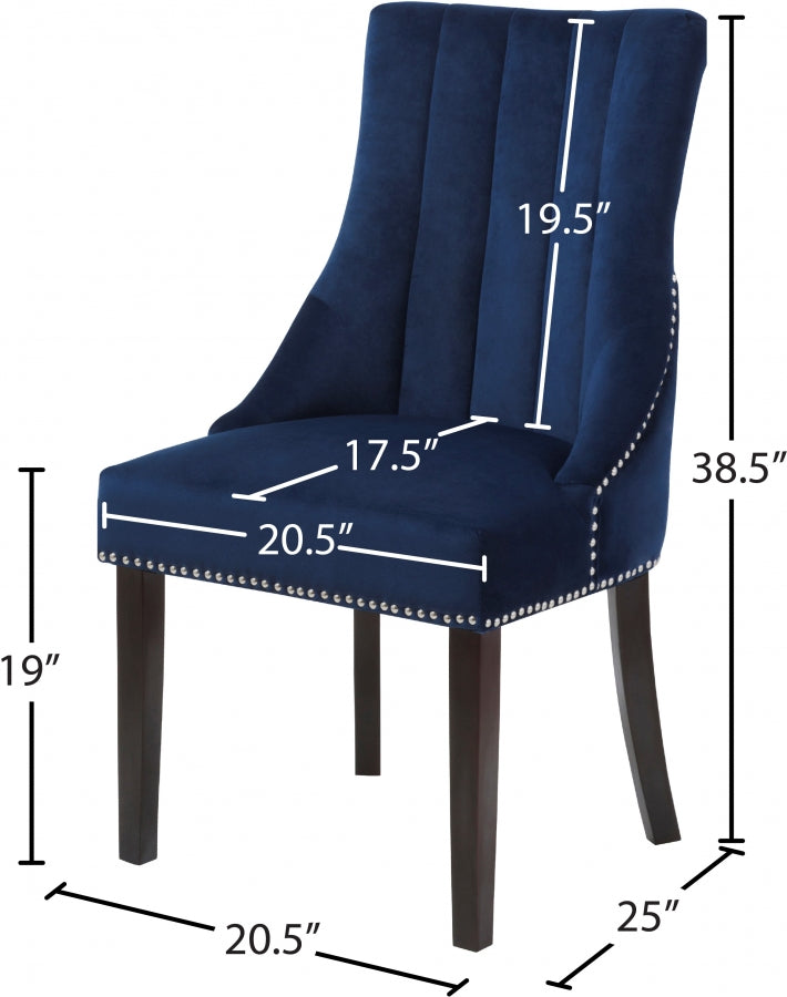 Chaise de salle à manger en velours Oxford