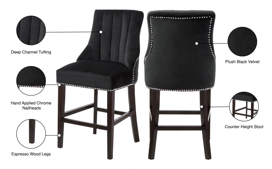 Tabouret de comptoir en velours Oxford