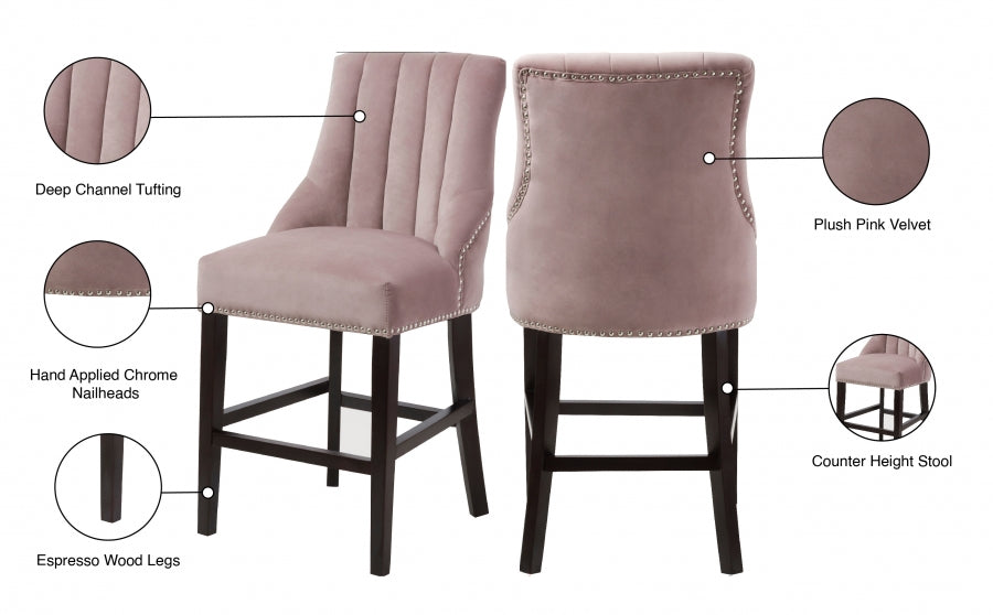 Tabouret de comptoir en velours Oxford