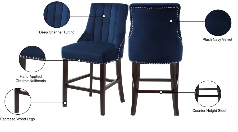 Tabouret de comptoir en velours Oxford